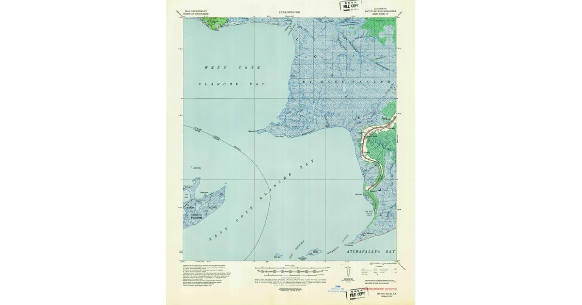 1937 Map of Bayou Sale, St. Mary Parish, LA — High-Res | Pastmaps