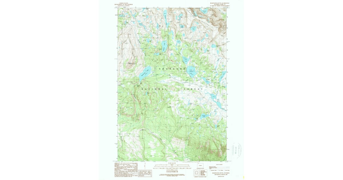 1989 Map of Beartooth Butte, Park County, WY — High-Res, 1989 Print #2 ...