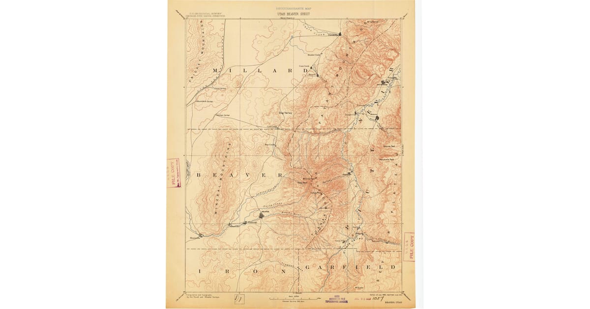 1885 Map of Beaver, UT — High-Res, 1913 Print | Pastmaps