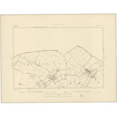 1882 Map of Bedfordshire I.SE, 1883 Print