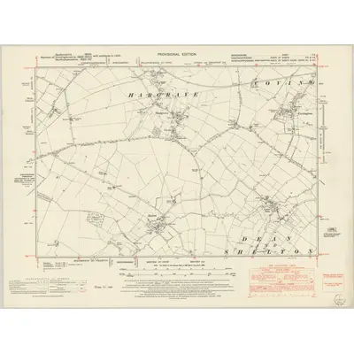 1950 Map of Bedfordshire I.SE, 1952 Print