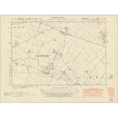 1950 Map of Bedfordshire II.SW, 1951 Print