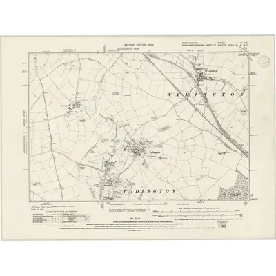 1899 Map of Bedfordshire III.SE, 1947 Print