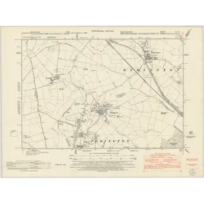 1951 Map of Bedfordshire III.SE, 1952 Print