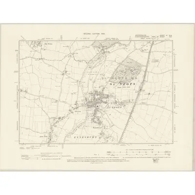 1900 Map of Bedfordshire IX.NW, 1902 Print