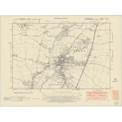 1950 Map of Bedfordshire IX.NW, 1952 Print