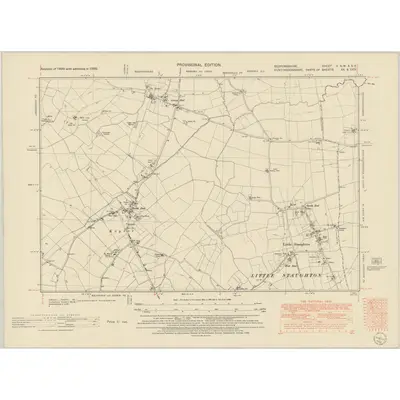 1950 Map of Bedfordshire V.SW & SE, 1952 Print