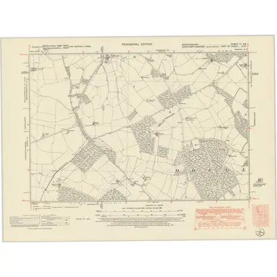 1950 Map of Bedfordshire VI.NE, 1951 Print