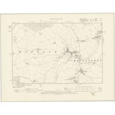 1899 Map of Bedfordshire VI.SE, 1902 Print