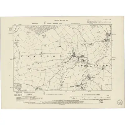 1899 Map of Bedfordshire VI.SE, 1949 Print