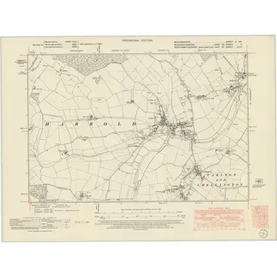 1950 Map of Bedfordshire VI.SE, 1951 Print