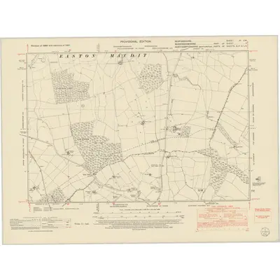 1951 Map of Bedfordshire VI.SW, 1952 Print