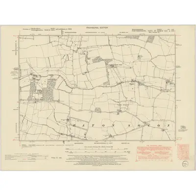 1950 Map of Bedfordshire VIII.NE, 1952 Print
