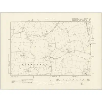 1900 Map of Bedfordshire VIII.NW, 1902 Print