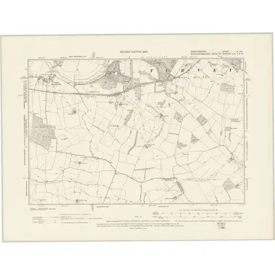 1899 Map of Bedfordshire X.SE, 1902 Print