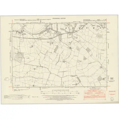 1950 Map of Bedfordshire X.SE, 1952 Print