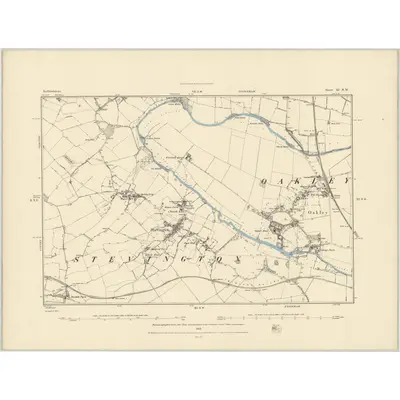 1882 Map of Bedfordshire XI.NW, 1883 Print