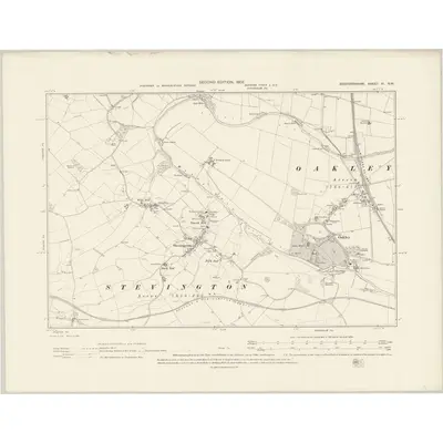 1900 Map of Bedfordshire XI.NW, 1902 Print