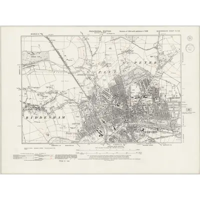1938 Map of Bedfordshire XI.SE, 1944 Print