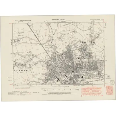 1946 Map of Bedfordshire XI.SE, 1950 Print