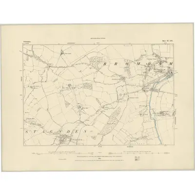 1881 Map of Bedfordshire XI.SW, 1885 Print