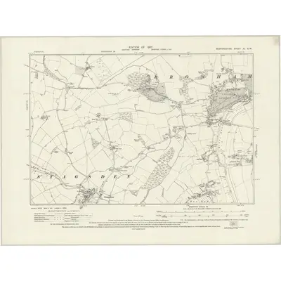 1924 Map of Bedfordshire XI.SW, 1927 Print