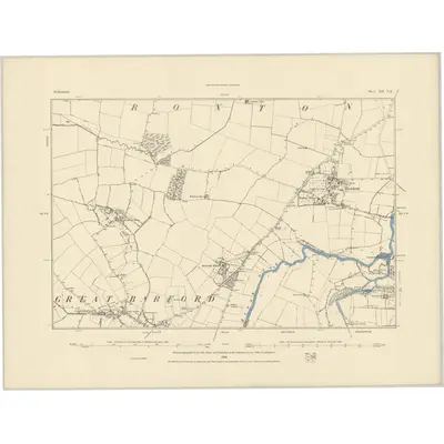 1882 Map of Bedfordshire XII.NE, 1884 Print