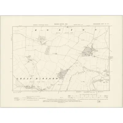 1900 Map of Bedfordshire XII.NE, 1902 Print