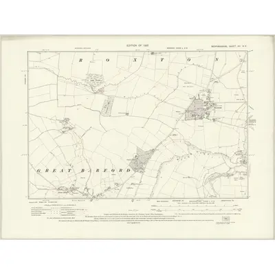 1924 Map of Bedfordshire XII.NE, 1927 Print