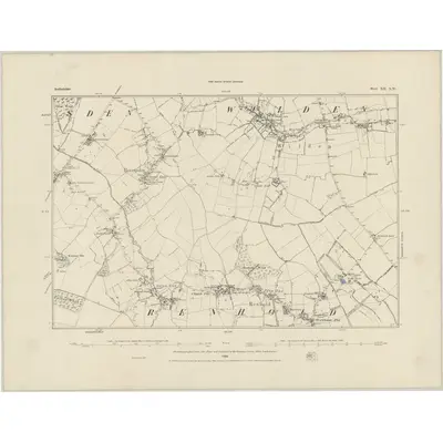 1882 Map of Bedfordshire XII.NW, 1884 Print