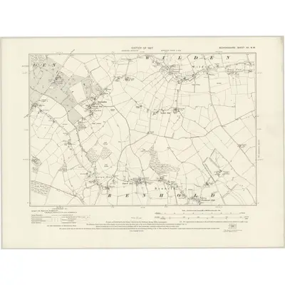 1924 Map of Bedfordshire XII.NW, 1927 Print