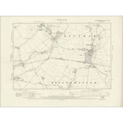 1924 Map of Bedfordshire XII.SE, 1927 Print