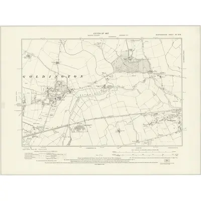 1924 Map of Bedfordshire XII.SW, 1927 Print