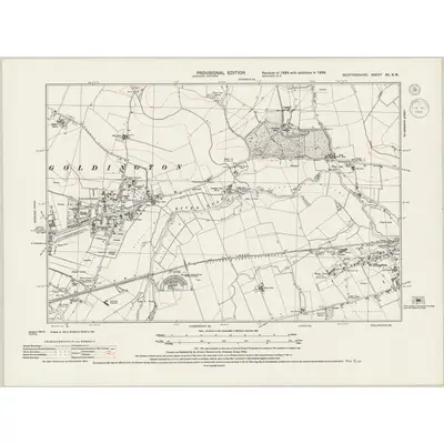 1938 Map of Bedfordshire XII.SW, 1944 Print