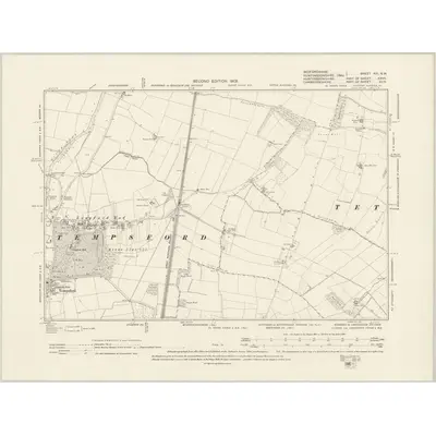 1900 Map of Bedfordshire XIII.NW, 1902 Print