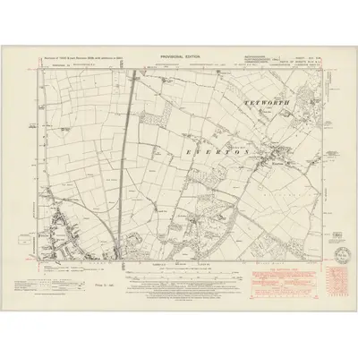 1947 Map of Bedfordshire XIII.SW, 1950 Print