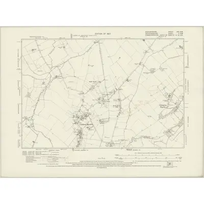 1922 Map of Bedfordshire XIX.SW, 1927 Print