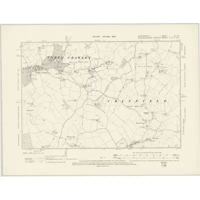 1898 Map of Bedfordshire XV.SE, 1902 Print
