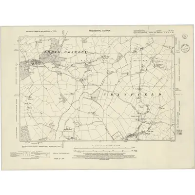 1938 Map of Bedfordshire XV.SE, 1945 Print