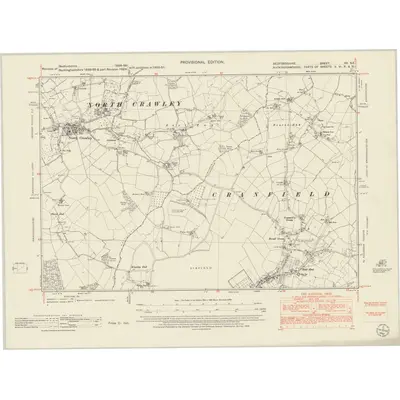 1950 Map of Bedfordshire XV.SE, 1952 Print