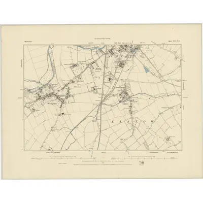 1881 Map of Bedfordshire XVI.NE, 1885 Print