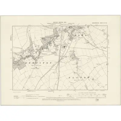 1900 Map of Bedfordshire XVI.NE, 1902 Print