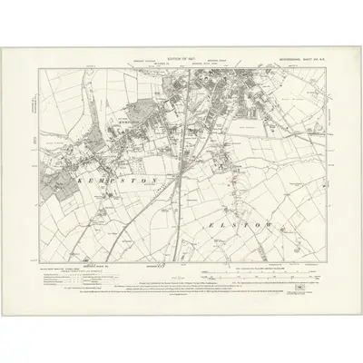 1924 Map of Bedfordshire XVI.NE, 1927 Print
