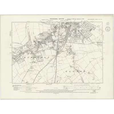 1938 Map of Bedfordshire XVI.NE, 1943 Print
