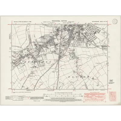 1938 Map of Bedfordshire XVI.NE, 1946 Print