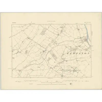 1881 Map of Bedfordshire XVI.NW, 1883 Print