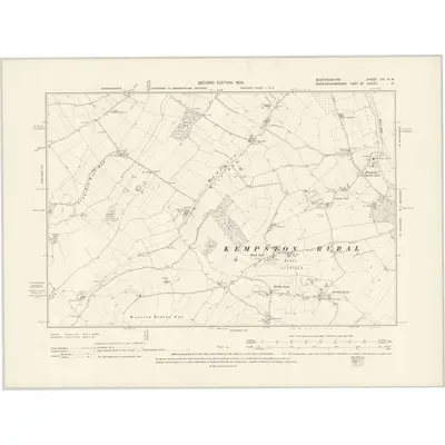 1899 Map of Bedfordshire XVI.NW, 1902 Print