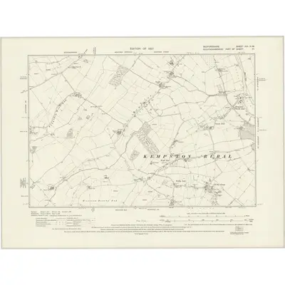 1924 Map of Bedfordshire XVI.NW, 1927 Print