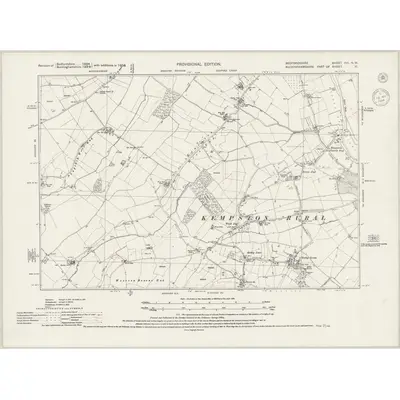 1938 Map of Bedfordshire XVI.NW, 1944 Print