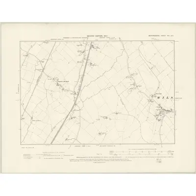 1900 Map of Bedfordshire XVI.SE, 1902 Print